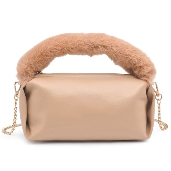 Furry Handle Crossbody Small Bag Neutral - Picture 4 of 4